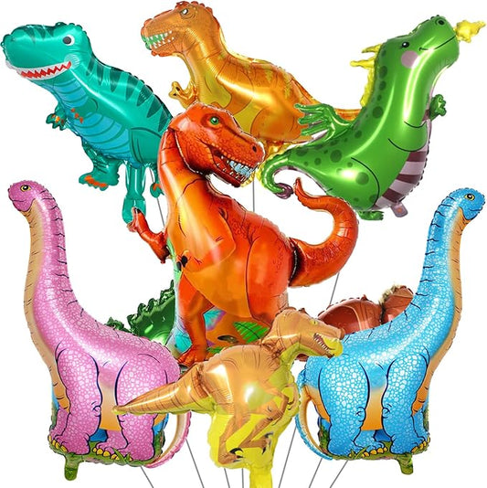 Dinosaur Foil Balloons Set 12 50 in 7 Pieces Large Dinosaur Aluminum