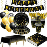 148 Pcs Black and Gold Party Decorations 16 Guests Black and Gold