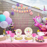 168 Pcs Unicorn Party Tableware Supplies Set Include Rainbow Unicorn