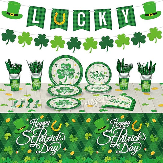 172 Pcs St Patricks Day Party Decoration Set Serves 24 Include Happy