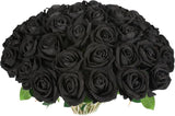 30 PCS Fake Black Roses Artificial Flowers Bulk Halloween