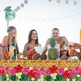 4 Pcs Hawaiian Luau Party Table Cover 54'' x 108'' Plastic Hawaiian