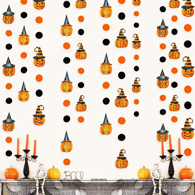 Clearance Pumpkin Polka Dots Garlands Happy Halloween Trick or Treat
