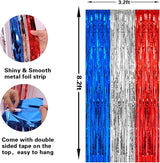 PIGETALE, 2 Pack 3.2 x 8.2 ft Red White and Blue Foil Fringe Backdrop