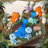 17PCS Dinosaur Cake Topper Dinosaur Eggs Leaves Grasses Cake