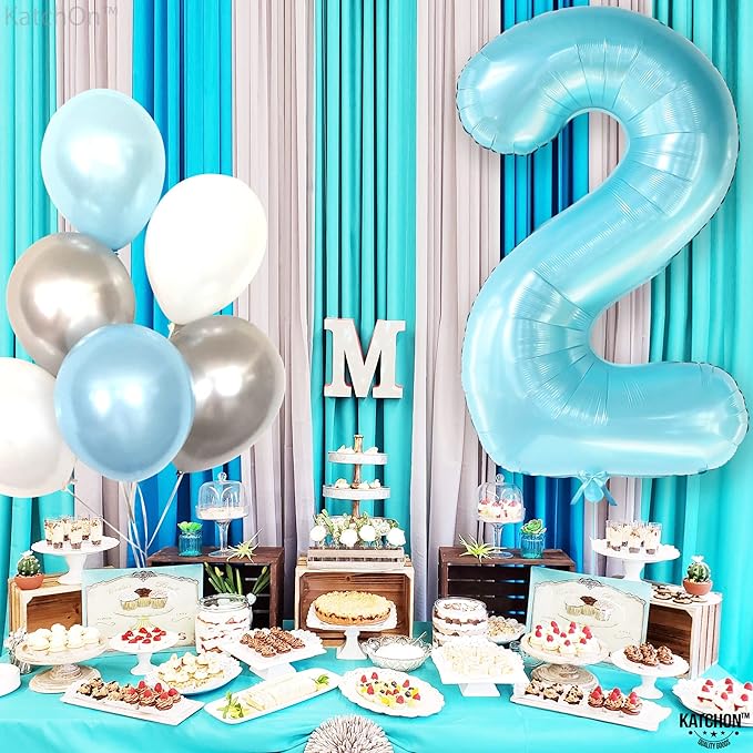 KatchOn Giant Light Blue Number 2 Balloon - 40 Inch | Light Blue 2