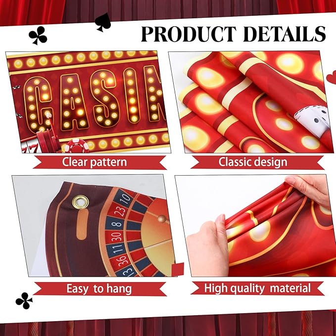 4 Pcs Casino Night Entryway Party Banner Decorations Casino Night