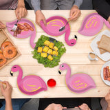 50 Count Hawaiian Luau Party Paper Plates Flamingo Shaped Disposable