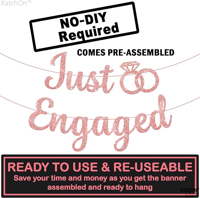 Glitter Rose Gold Engagement Banner 10 Feet No DIY Engagement Party