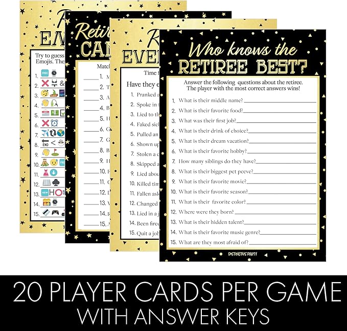 DISTINCTIVS Retirement Party Games - Icon Match, Candy Match, Ever or