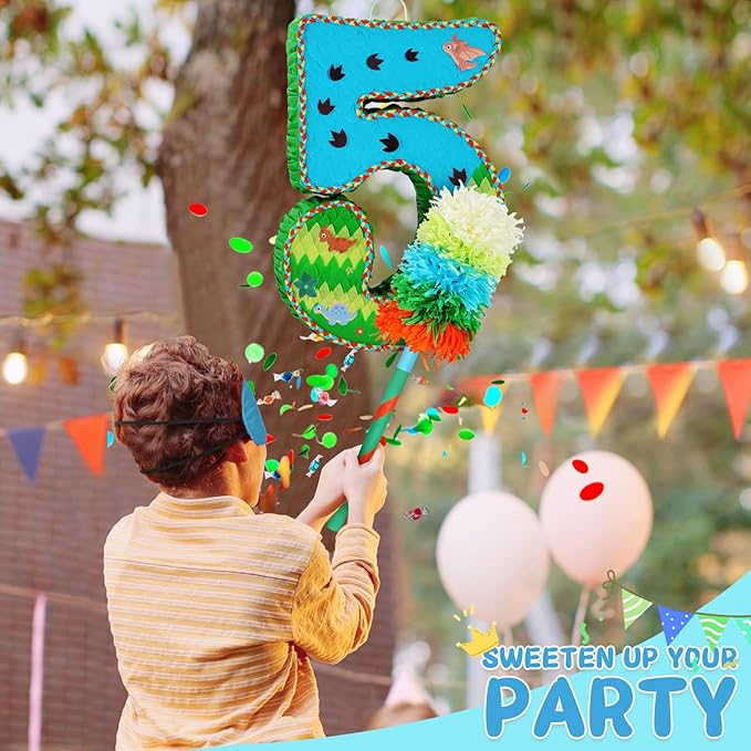 Number 5 Pinata for Birthday Party Decorations Jungle Dinosaur