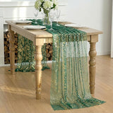 Artoid Mode Green Gold Gauze Table Runner 59x120 Inch 10FT, Glitter