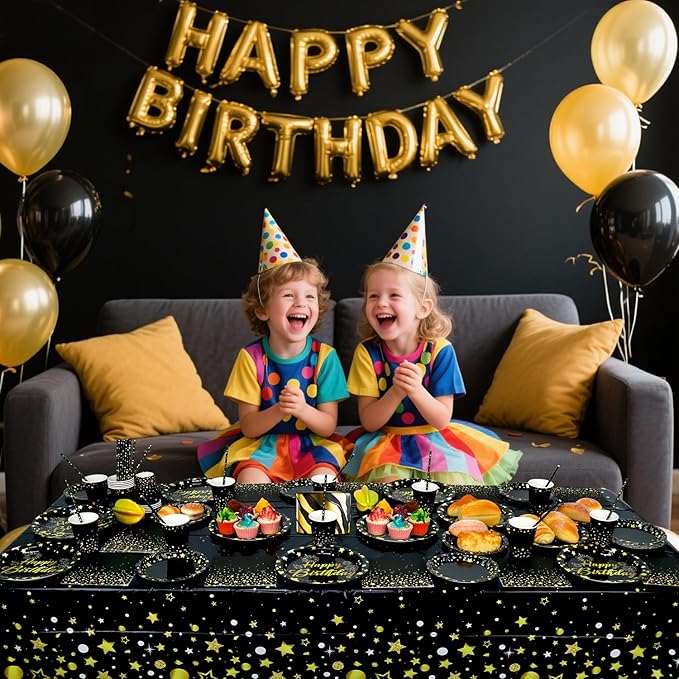 Black Gold Party Decoration - Black and Gold Birthday Party Tableware