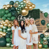 147pcs Green Balloon Garland Arch Kit, Dark Emerald Green and Gold