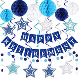 Happy Retirement Party Decorations for Men Women Blue Silver Happy
