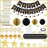 ZERODECO Black Gold Birthday Decorations, Easy to Assemble Happy