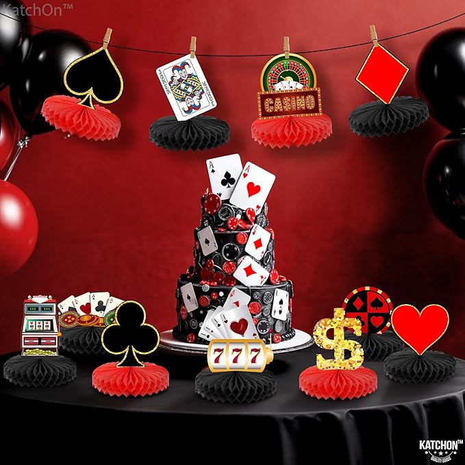 Casino Theme Party Decorations Pack of 12 Clubs and Spades Honeycomb
