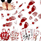 173PCS Halloween Bloody Footprints Floor Clings Plus Tattoos