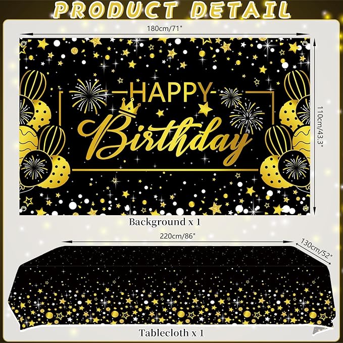 Black Gold Birthday Party Decorations Black and Gold Party Supplies