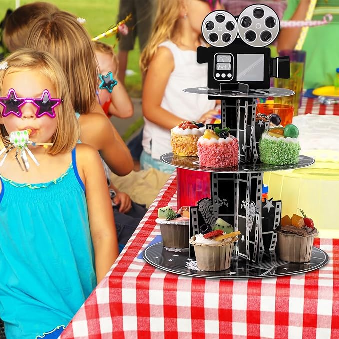 Colarr 2 Pack Movie Night Party Decorations Cupcake Stand 3 Tier