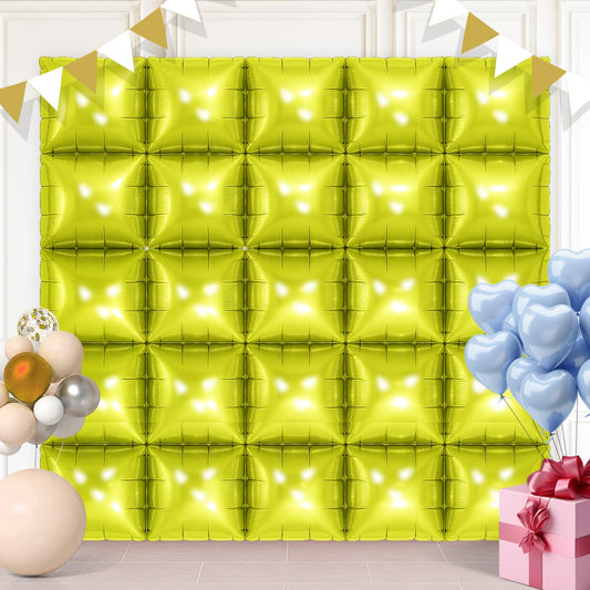 Lemon Green Square Foil Balloons 25 Pcs Metallic Lemon Green Balloons