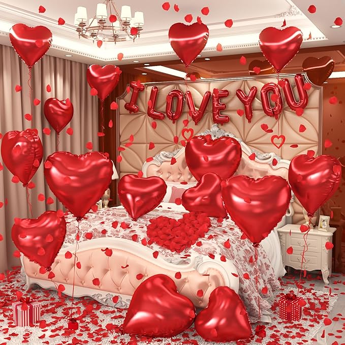I Love You Balloons Valentines Day Balloons Red Heart Love Foil
