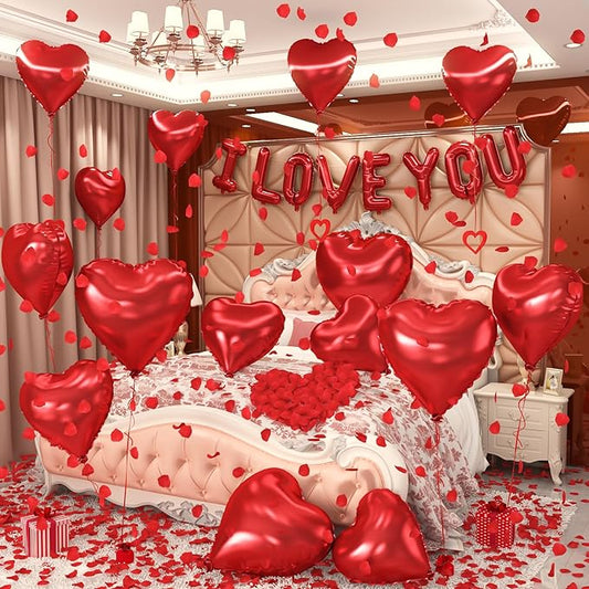 I Love You Balloons Valentines Day Balloons Red Heart Love Foil