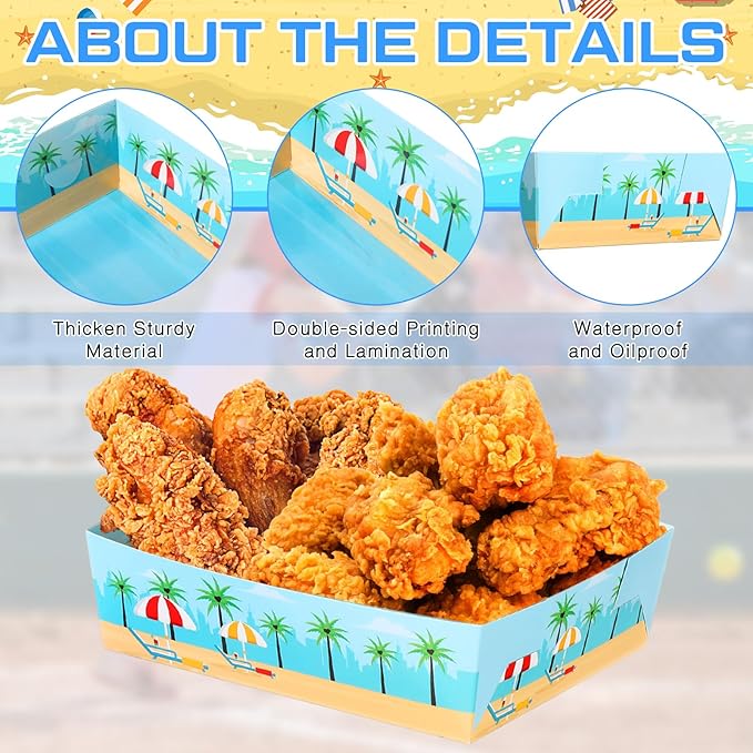36 Pack Beach Party Supplies Large 5 lb Beach Pool Plates Trays