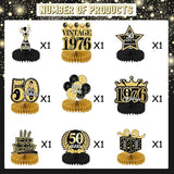 50th Birthday Decorations for Men - 9Pcs Black Gold 50th Birthday
