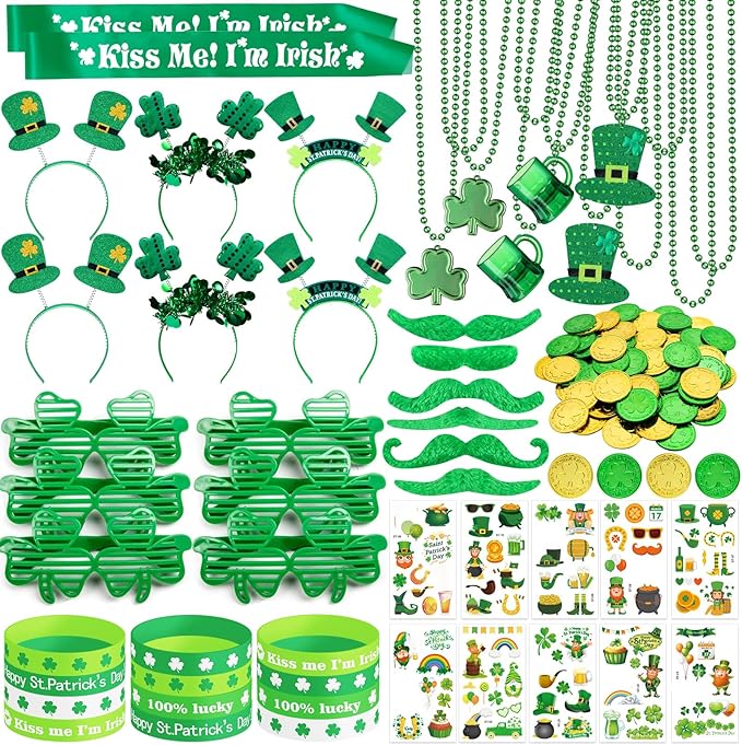 180Pcs St Patrick's Day Accessories Party Favor Set Tattoo Stickers
