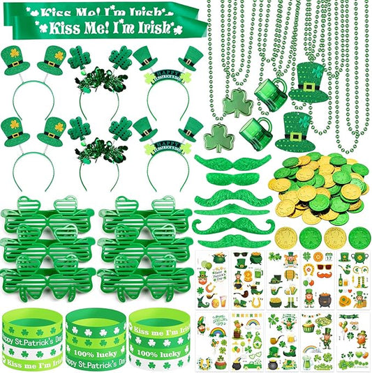 180Pcs St Patrick's Day Accessories Party Favor Set Tattoo Stickers