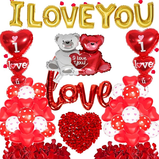 Valentines Day Balloons Decorations I Love You Balloons and