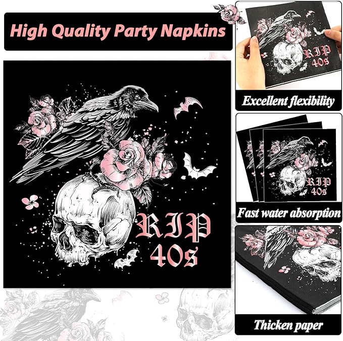 100 Pcs 50th Birthday Party Supplies Death to My 40s Paper Plates