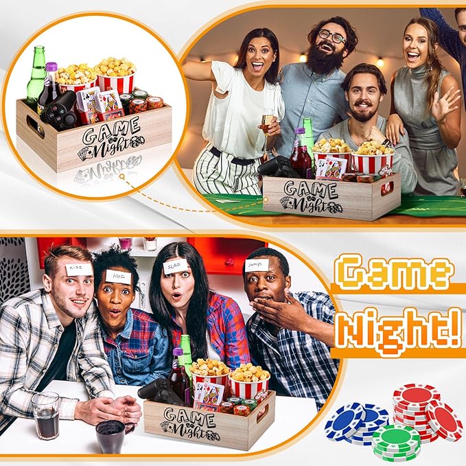 Movie Night Supplies Snack Trays Handles Reusable Wooden Movie Night