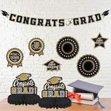 Black and Gold Themed 2026 Graduation Decorations Set Congrats Grad