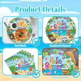 96 Pcs Hello Summer Party Decorations Summer Beach Paper Plates and
