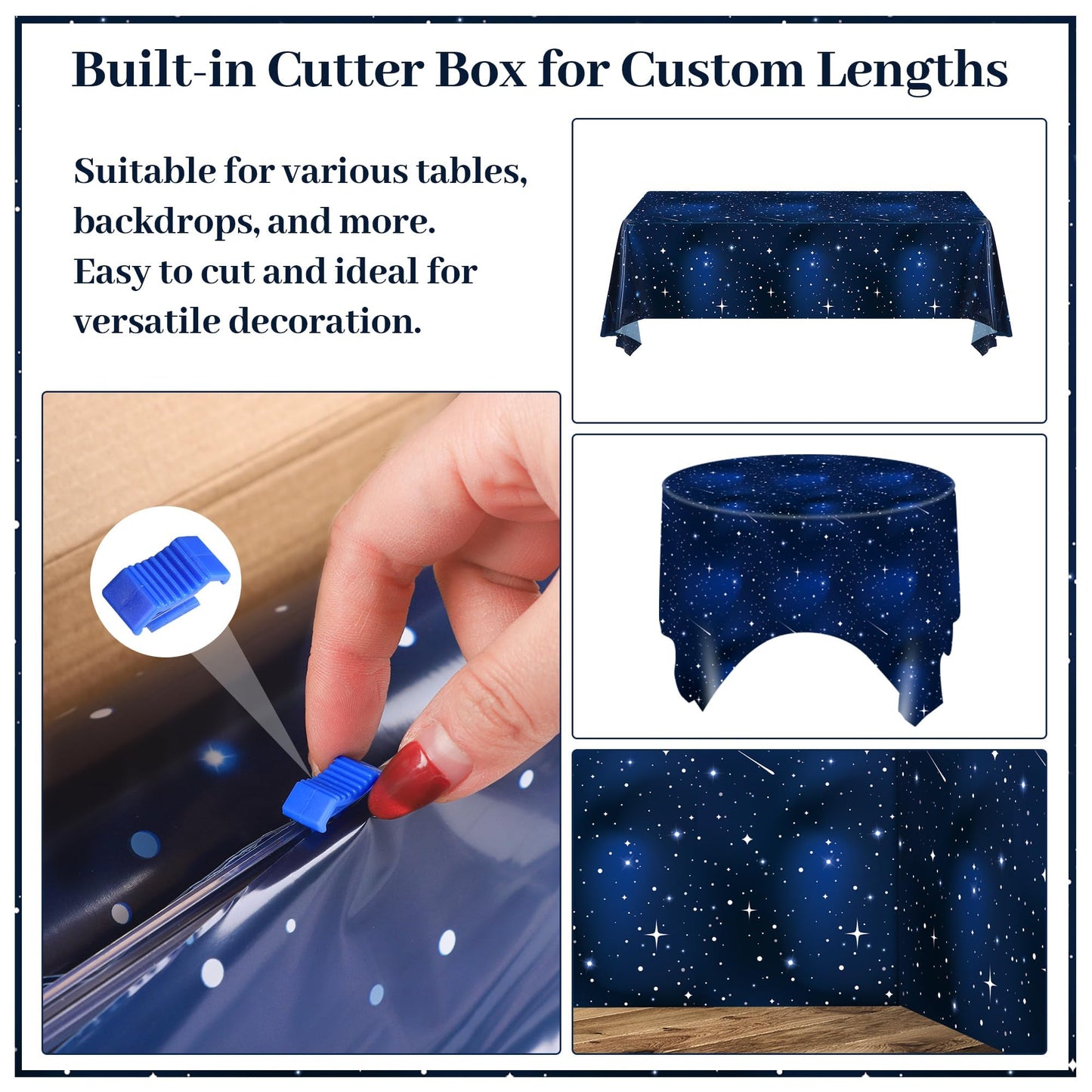 Kochorie 100 Ft X 54 Inch Space Galaxy Tablecloth Roll with Cutter Box