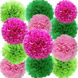We Moment Pink and Green Tissue Paper Pom Poms，Hanging Pom Poms