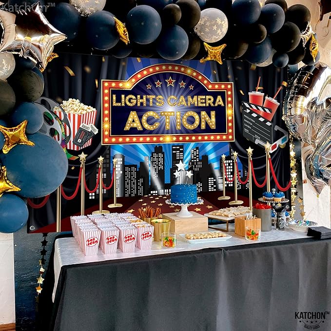 Lights Camera Action Backdrop Large 72x44 Inch Movie Theme Party