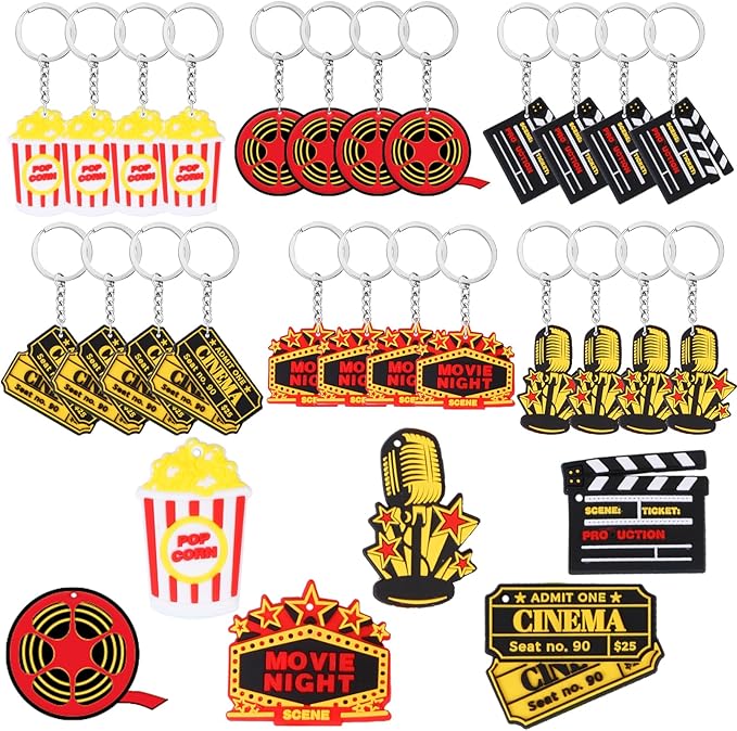 24PCS Movie Night Keychains Movie Night Party Favors Include