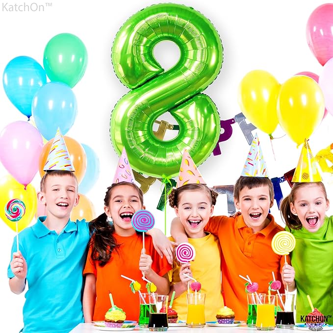 KatchOn, Light Green Number 8 Balloon - 40 Inch | Green Neon 8