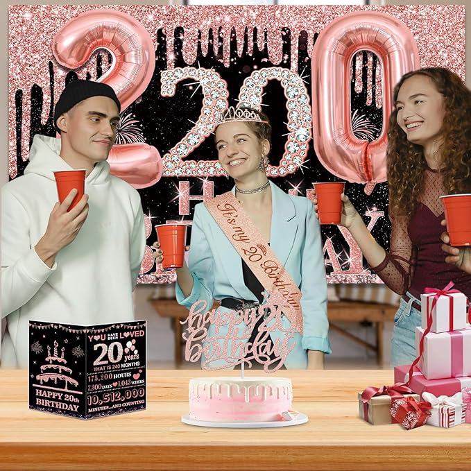 20th Birthday Decorations for Girls 32PCS 20th Birthday Party