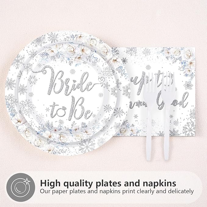 96Pcs Snow in Love Bridal Shower Party Decorations Glitter Silver