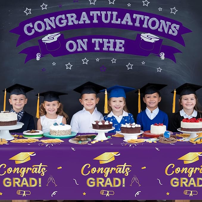 Slergut Purple and Gold Graduation Decorations 2026, 3 Pack Purple