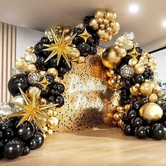 Black and Gold Balloon Arch Kit 117 PCS, Gold and Black Party