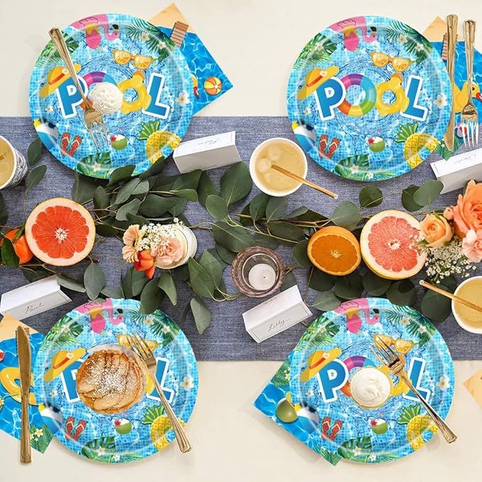 100Pcs Pool Party Supplies Summer Beach Party Set 7"Summer Pool