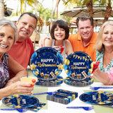 96 Pcs Retirement Party Supplies Paper Plates Napkins Blue Gold