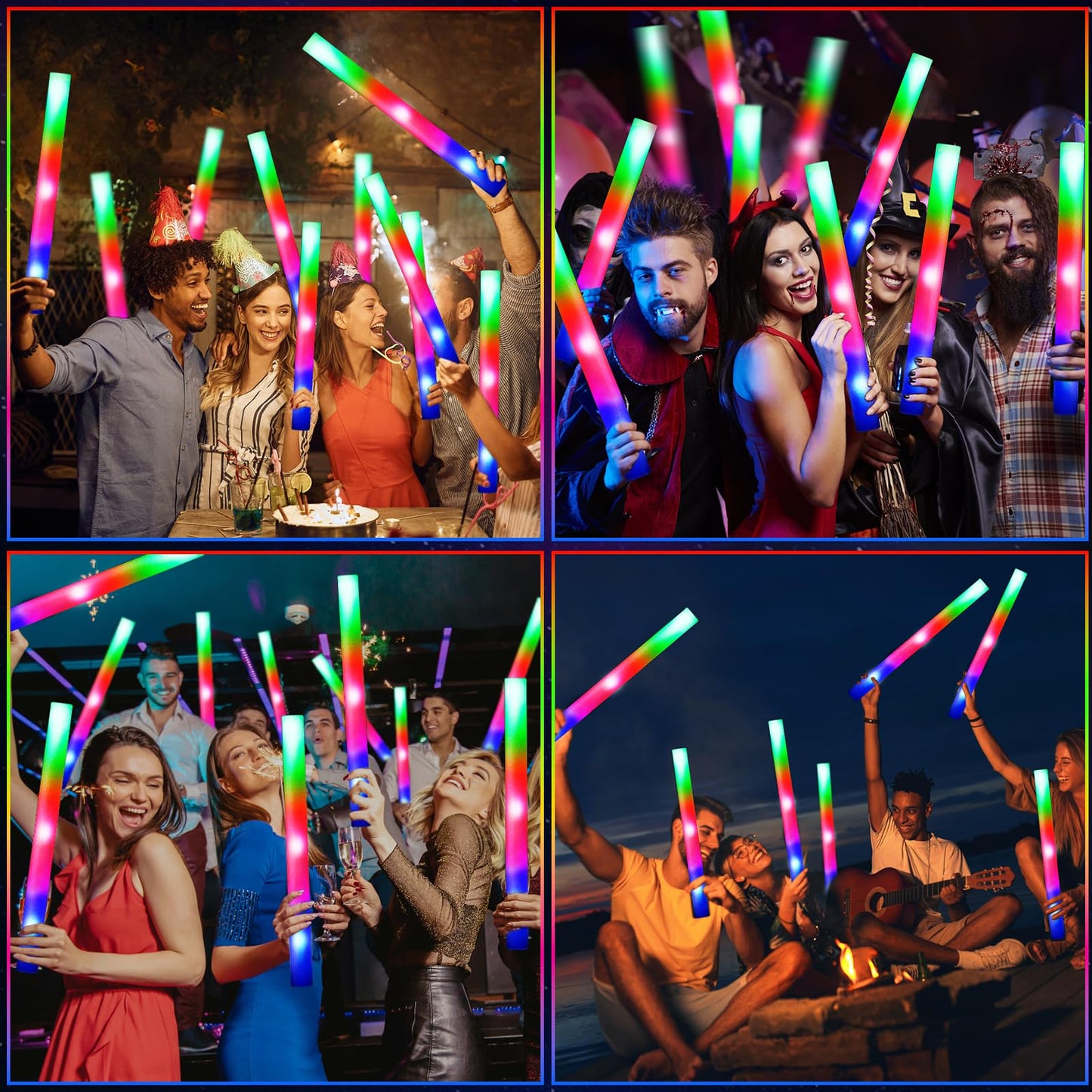 OLUPP 72PCS Foam Glow Sticks, Foam Light Up Sticks with 3 Modes