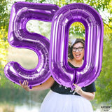 Giant, Purple 0 Number Balloons - 40 Inch | Pair 0 Digit Balloon to