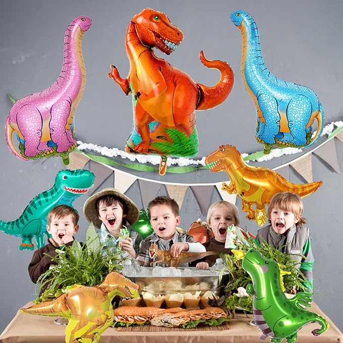 Dinosaur Foil Balloons Set 12 50 in 7 Pieces Large Dinosaur Aluminum